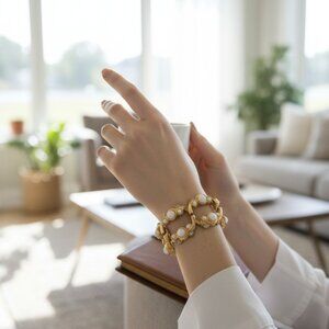 Women's Bracelet Designer Roxanne Assoulin  Whites Stones Gold Tone Bracelet